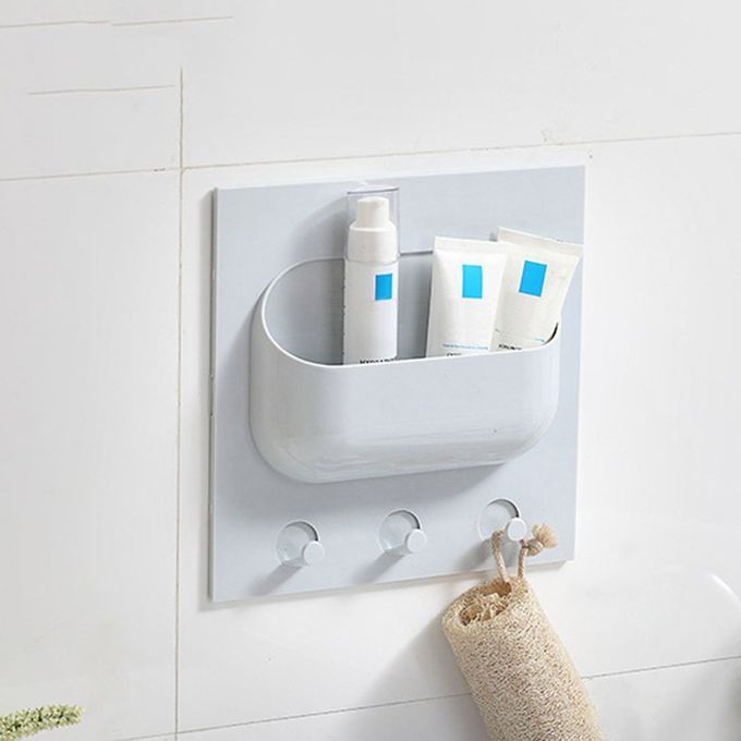 Strong Adhesive Storage Shelf Kit Hen Bathroom Hanging Storage Ra K-Blue