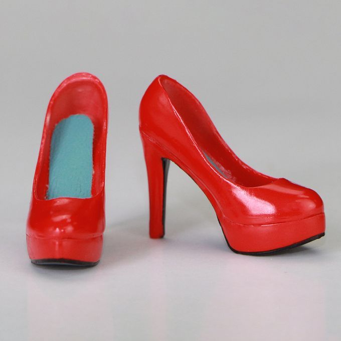 MagiDeal 2 Pairs 16 High Heel Shoes For 12 HTPH Female Figures Red