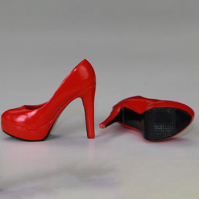 MagiDeal 2 Pairs 16 High Heel Shoes For 12 HTPH Female Figures Red