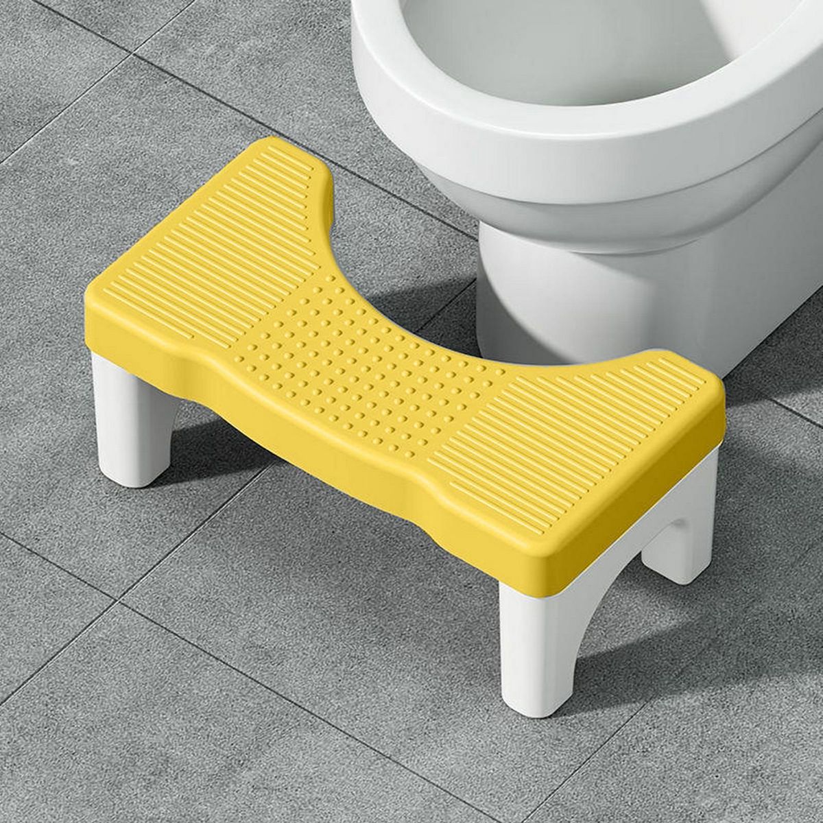 Curved Design Potty Stool Squatease Portable Non-slip Toilet for Ages Yellow and White