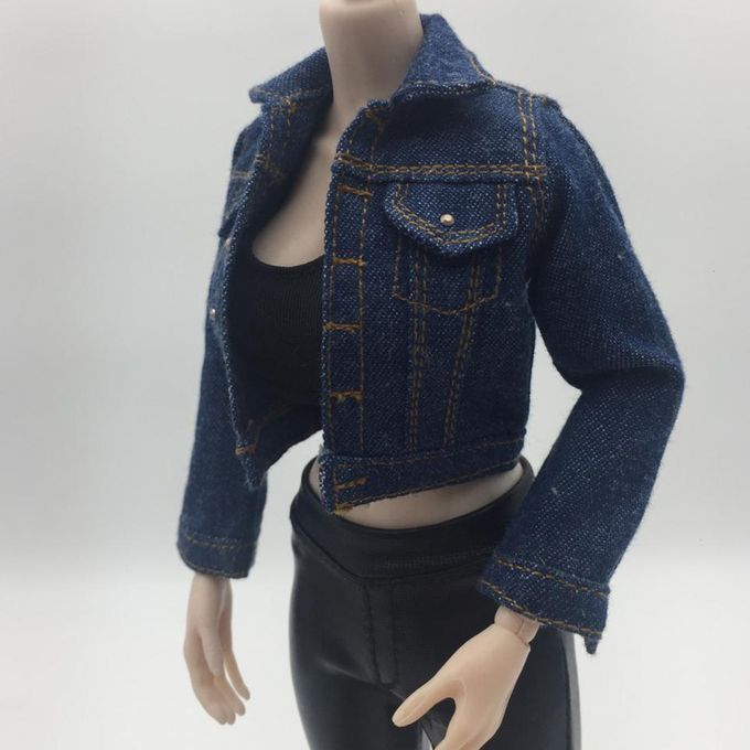 16 Scale Woman Jean Jacket Crop Top For 12inch Action Phicen Kumik