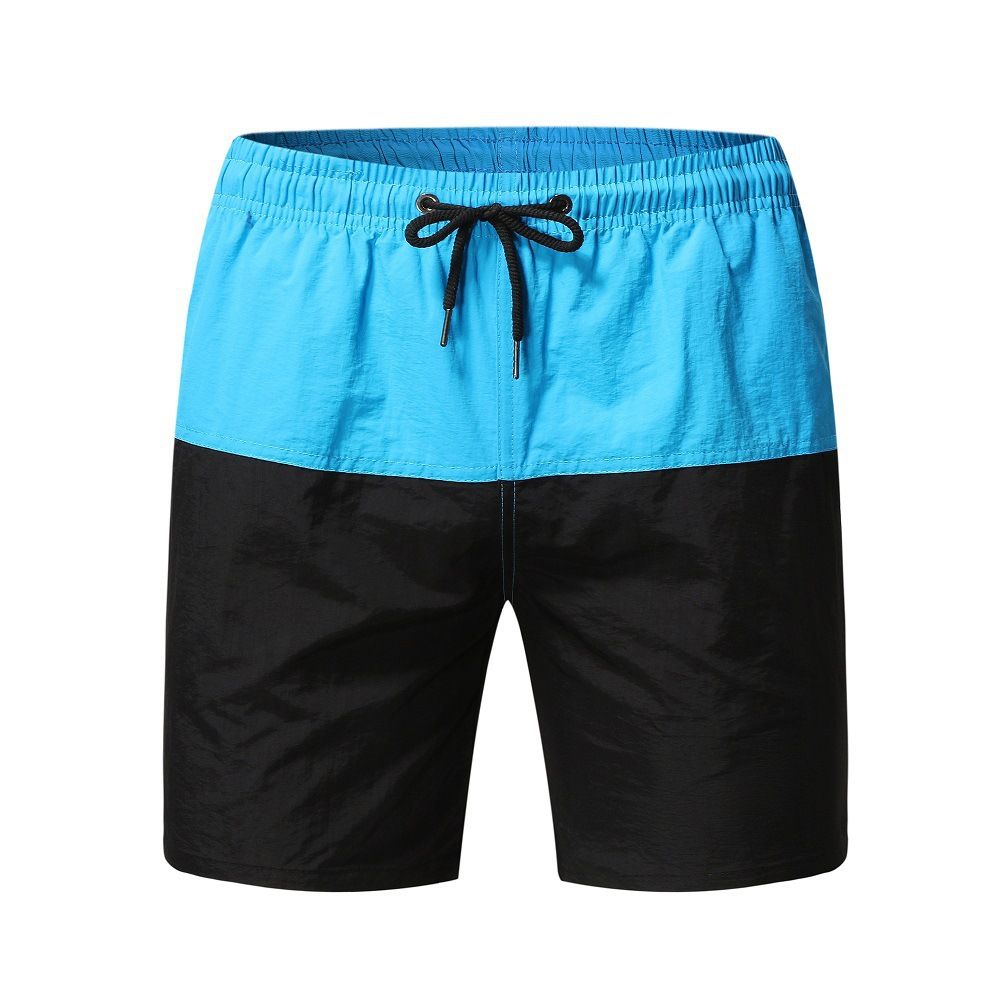 Men Color Matching Swim Trunks Sportswear Pants - Black/Blue