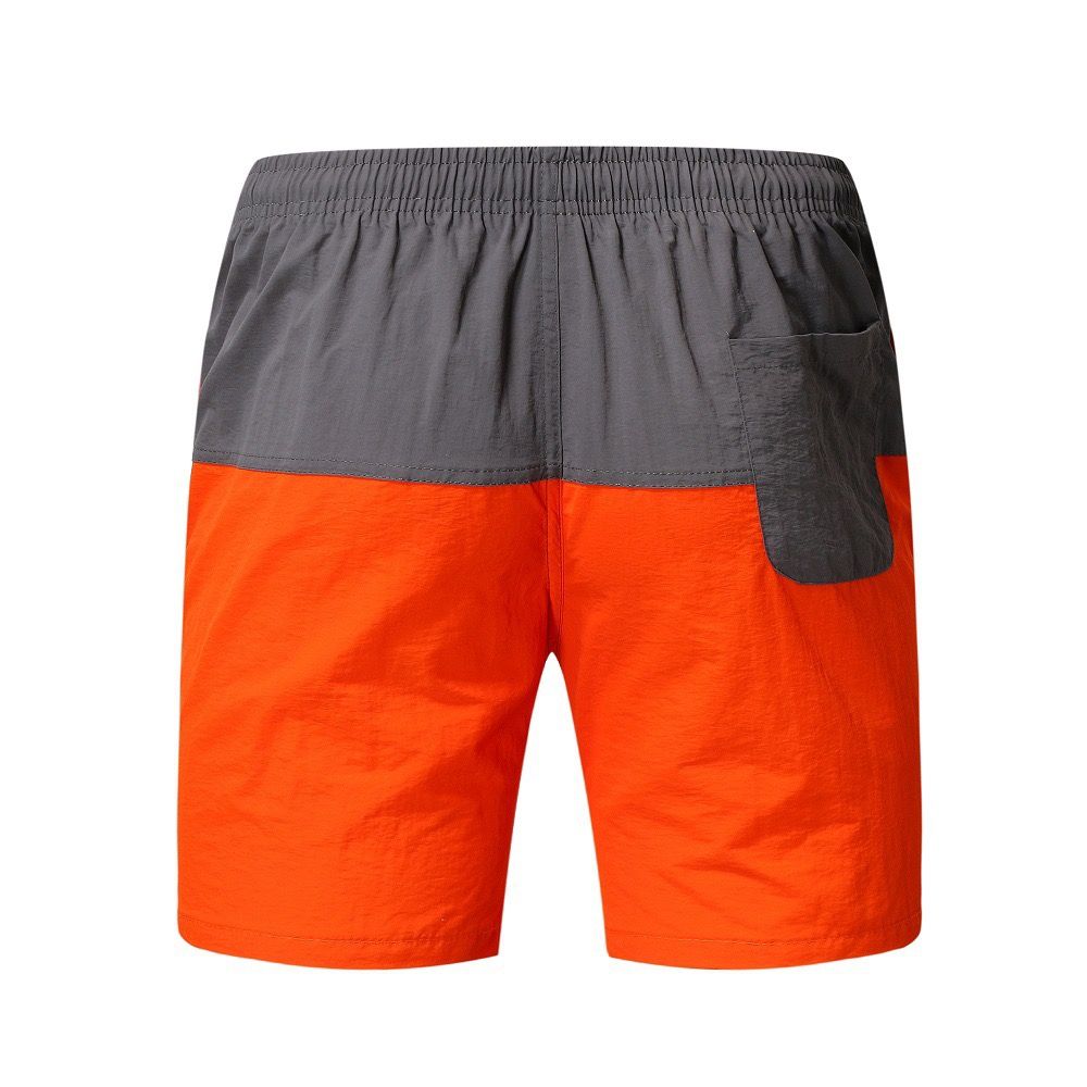 Men Color Matching Swim Trunks Sportswear Pants - Grey/Orange