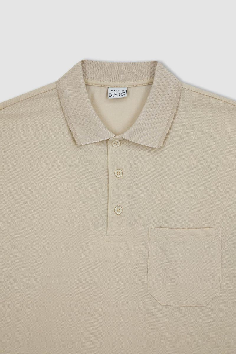 Man Regular Fit Knitted Polo T-Shirt - Beige