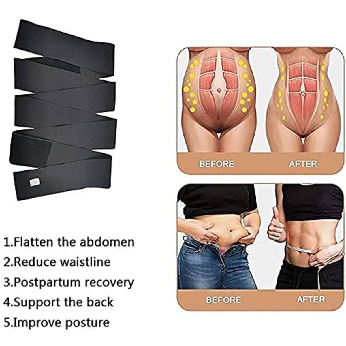 (6M)Postpartum Belly Band Pregnant Women Slimming Tummy Compression Wrap Belt Adjustable Banda JIN
