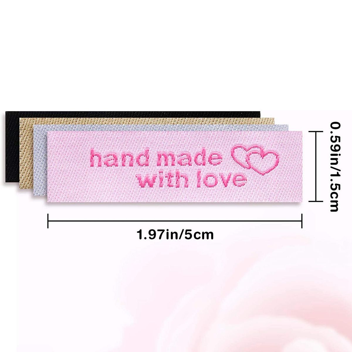 120 Pieces Personalized Sewing Labels Sew on Clothing Labels Handmade Interlocking Heart Pattern Label Tags
