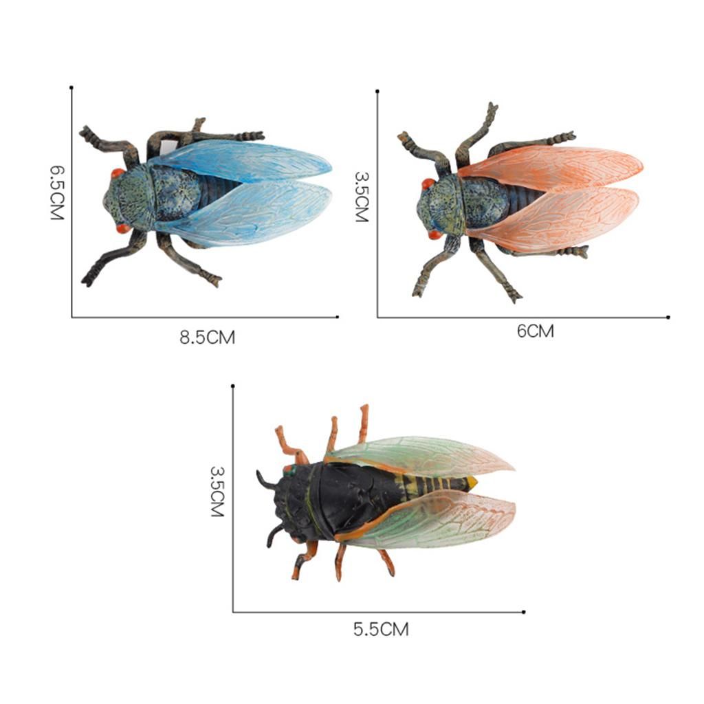 3pcs Lifelike  Model Cicada Toys Figures