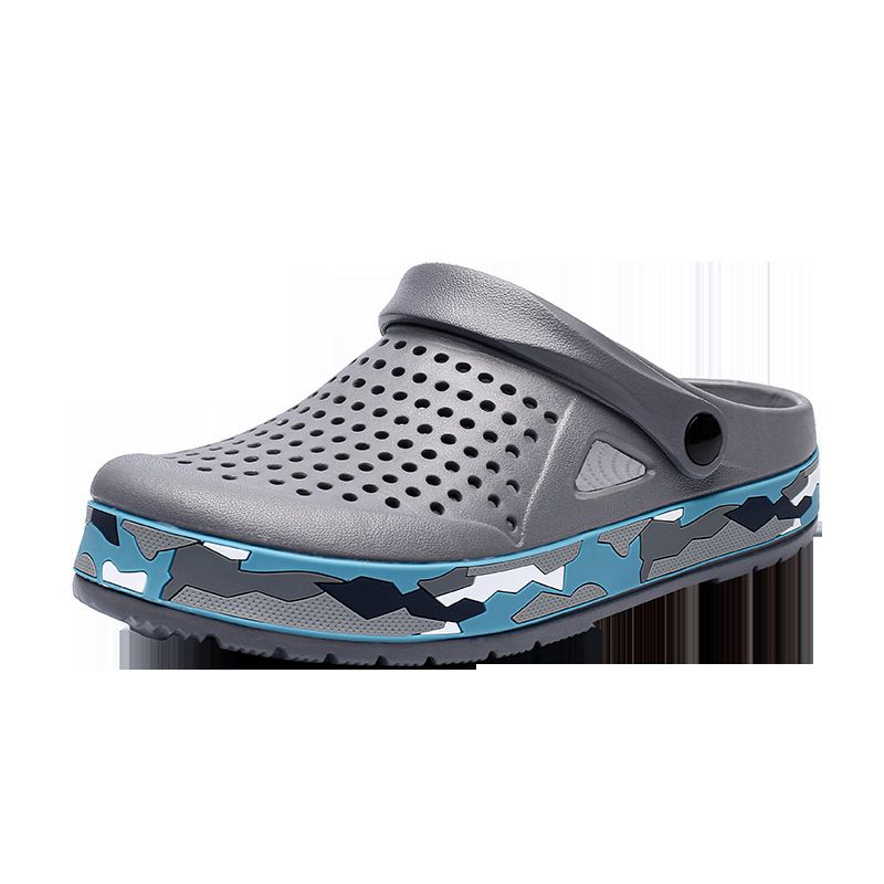 Men's Beach Shoes Outdoor EVA Hole Sandals-Gray