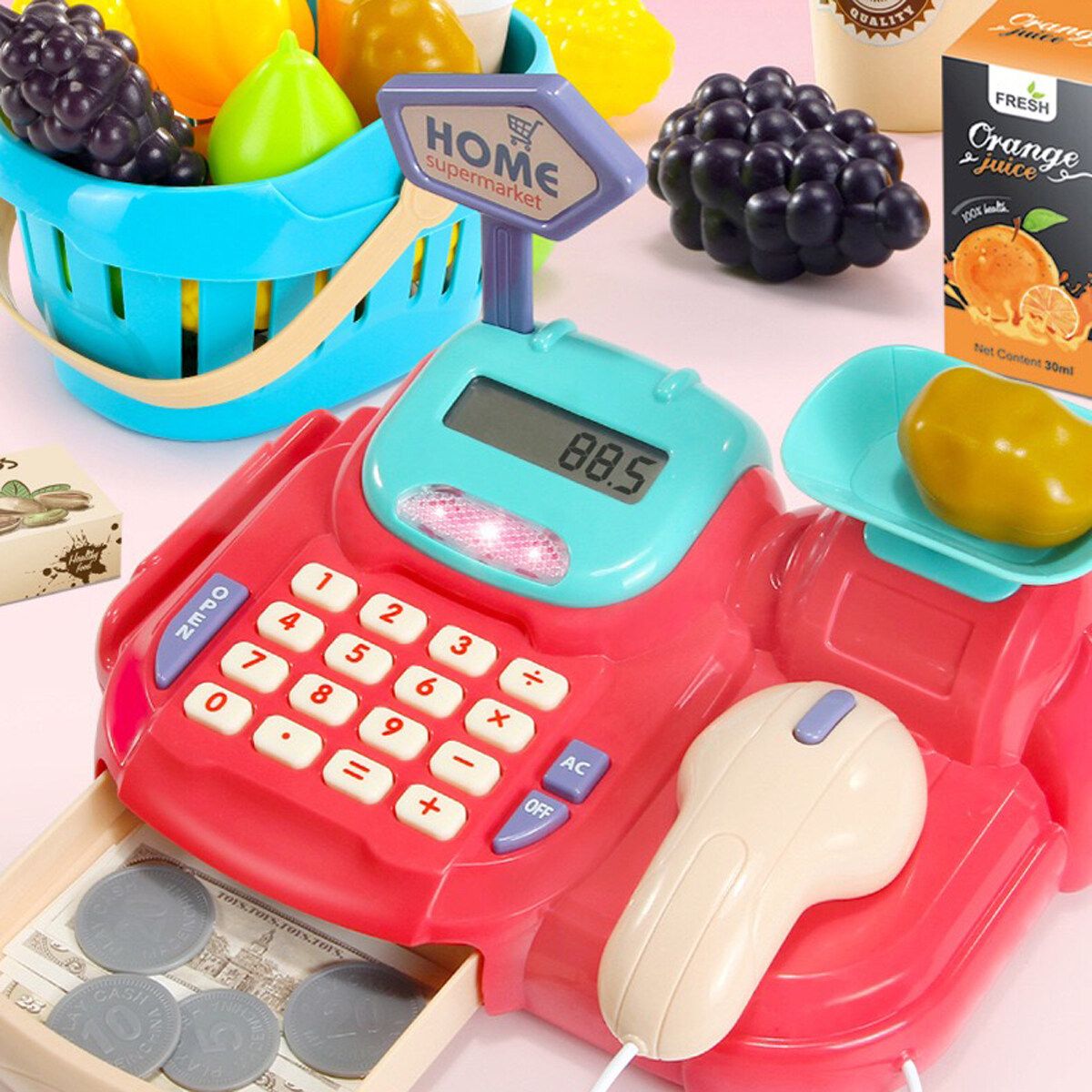 Kids Children Funny Sound Simulation Cash Register Pretend Cashier Play Toy