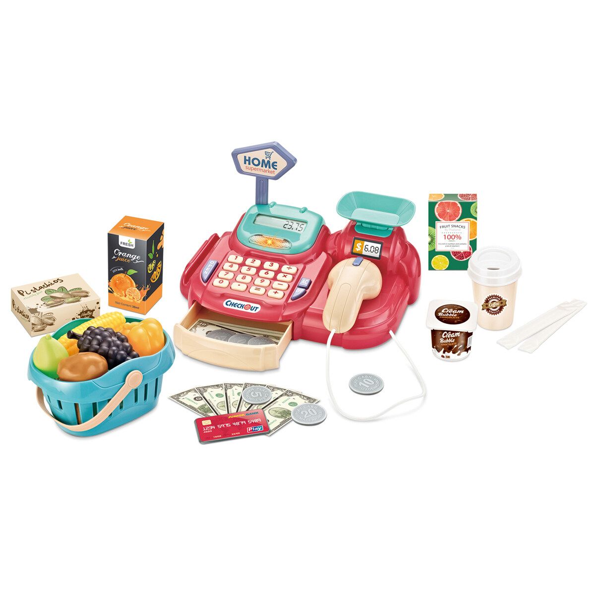 Kids Children Funny Sound Simulation Cash Register Pretend Cashier Play Toy