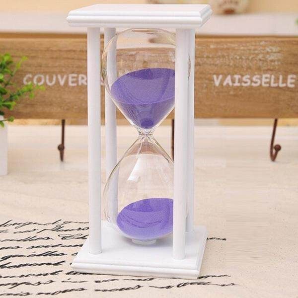 1pcs 30Min Sand Glass Sandglass Hourglass Clock Time Decor Home BD Gift [Purple] White Frame Purple Sand