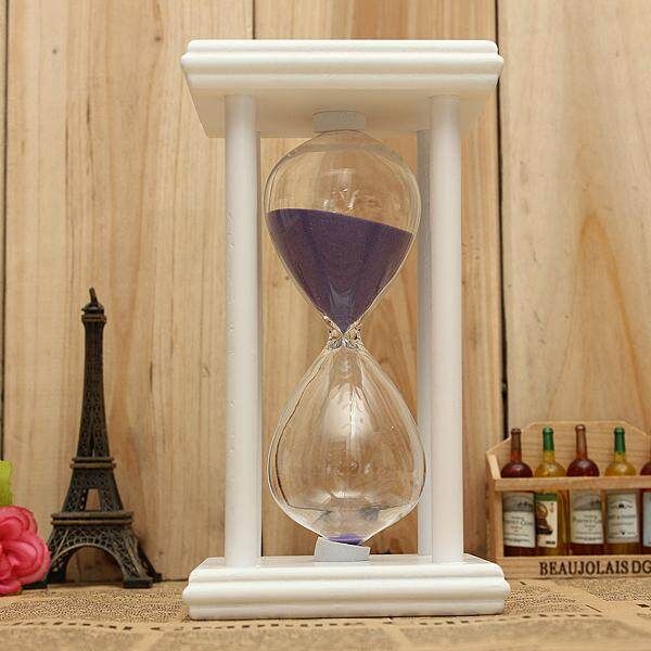 1pcs 30Min Sand Glass Sandglass Hourglass Clock Time Decor Home BD Gift [Purple] White Frame Purple Sand