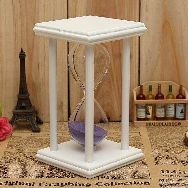 1pcs 30Min Sand Glass Sandglass Hourglass Clock Time Decor Home BD Gift [Purple] White Frame Purple Sand