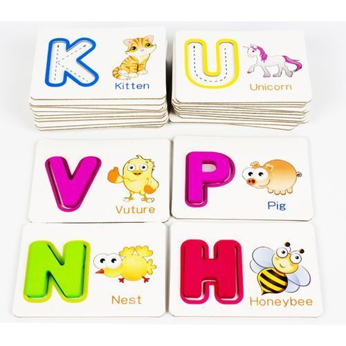 Puzzle Alphabet Letters Animal Cards Baby Kids Educational