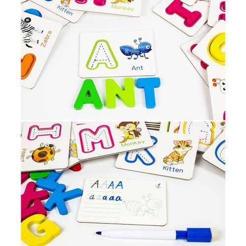 Puzzle Alphabet Letters Animal Cards Baby Kids Educational
