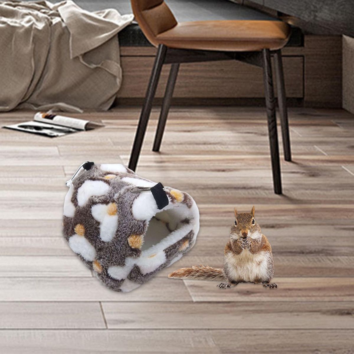 Plush Hamster Bed Cave Hamster House Brown And White Heart