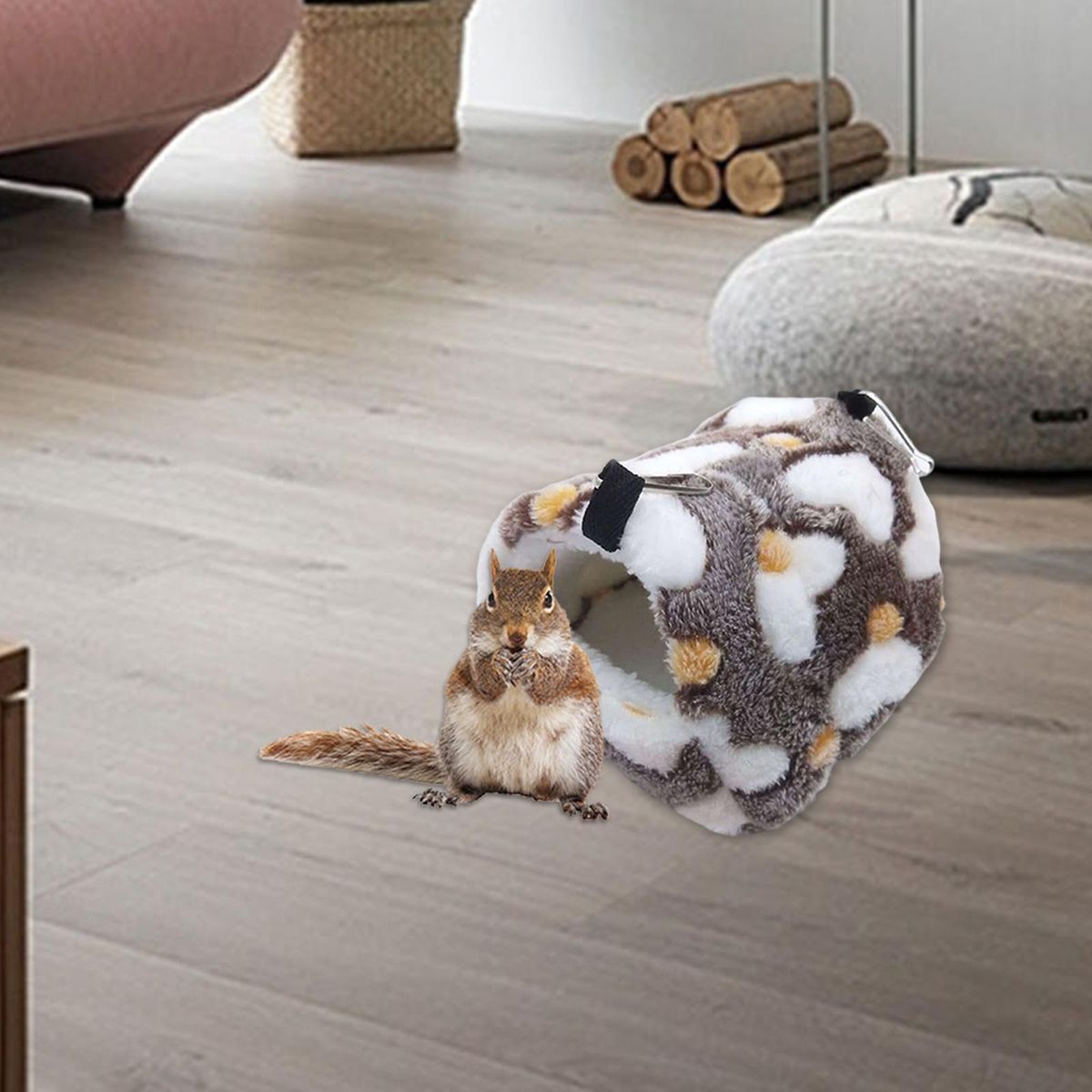 Plush Hamster Bed Cave Hamster House Brown And White Heart