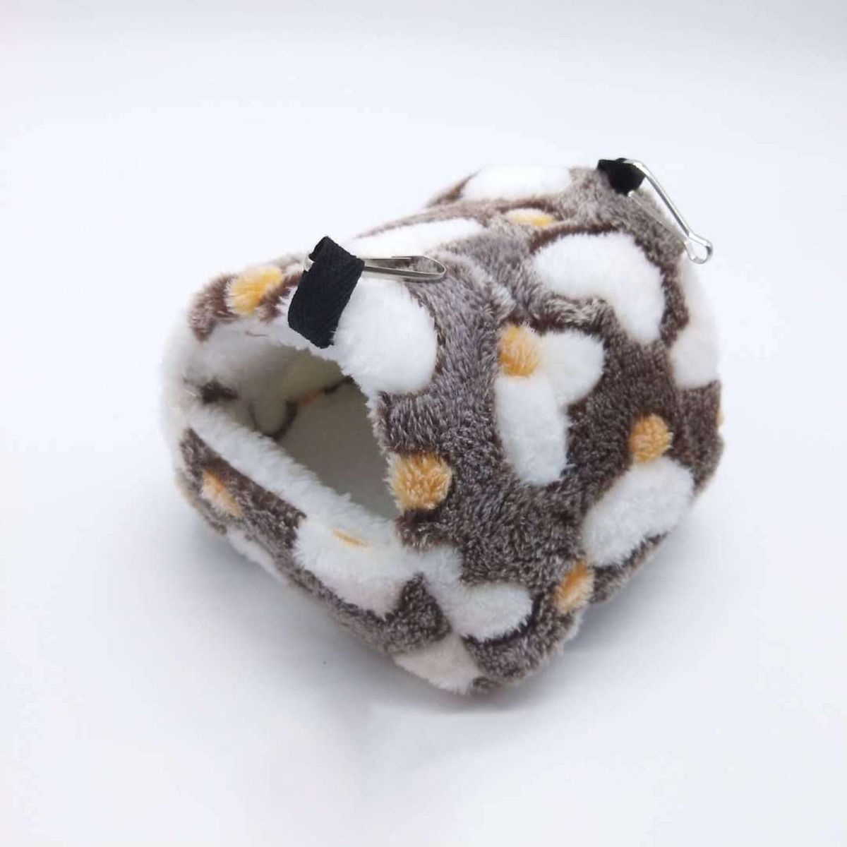 Plush Hamster Bed Cave Hamster House Brown And White Heart