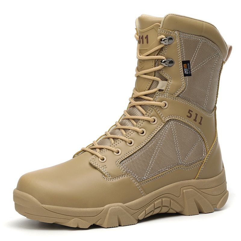 Men Tactical Boots  Boots Mens Ary Desert Waterproof Work Boots Outdoor Men Hiking Shoes Light Men's Boots Size 39-47-Sand Color