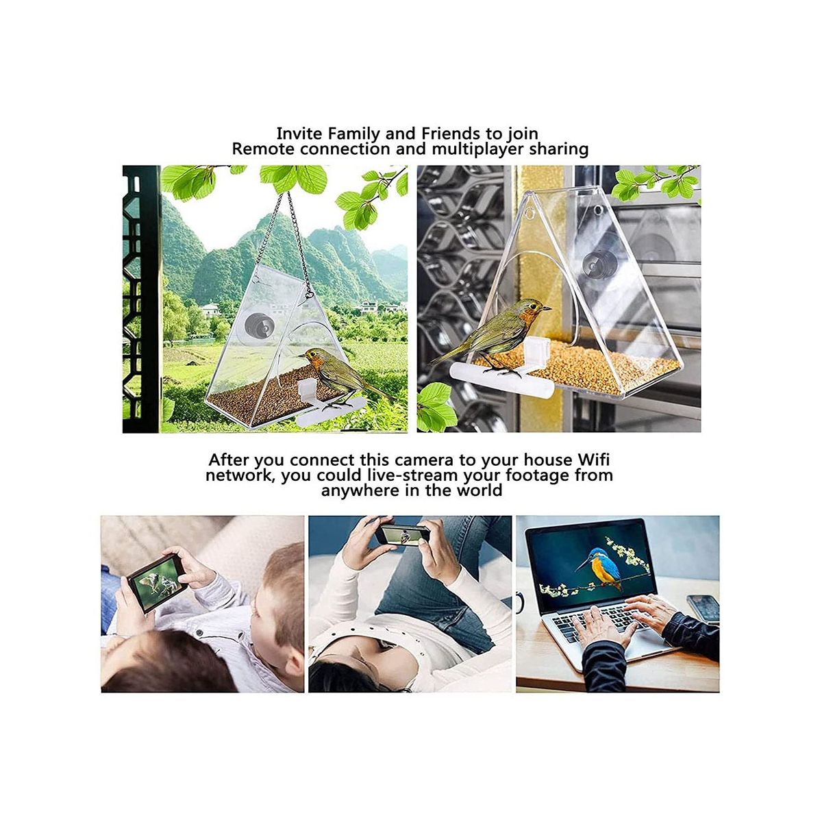 with Wireless Outdoor Camera, Bird House with 720P Camera