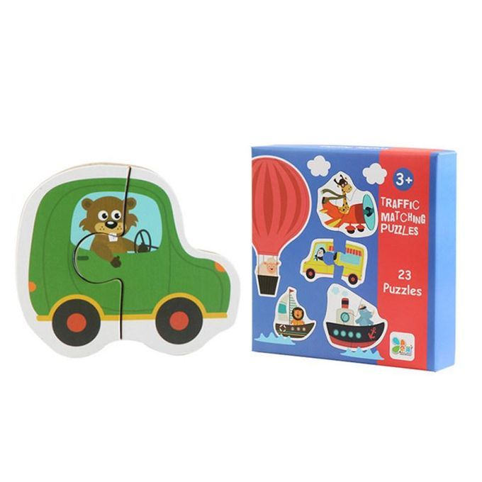 Cartoon Car Vegerable Wooden Jigsaw Puzzles Pairing Game-