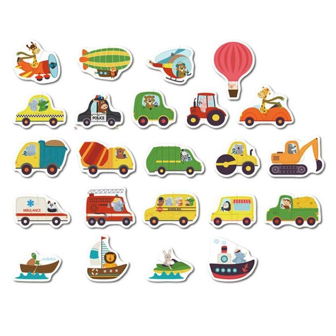 Cartoon Car Vegerable Wooden Jigsaw Puzzles Pairing Game-