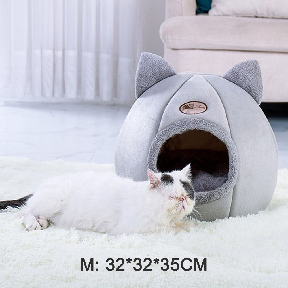 Pet Tent Cave Bed For Cats/Small Dogs Velvet Self-Warming