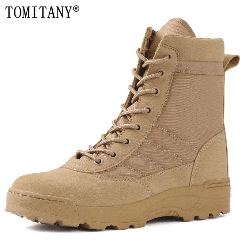 US Ary Leather Boots For Men Outdoor Combat Infantry Tactical Boots Ankle Boots Men's Desert Combat Boot Hunting Work Boots-Black High