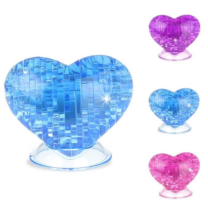 3D Crystal Love Heart Puzzle Jigsaw Model Blocks Gadget-Blue