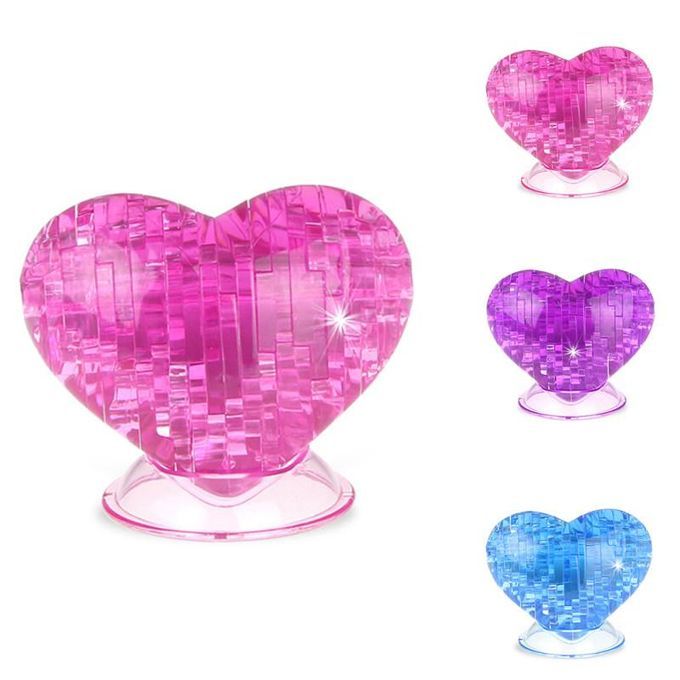 3D Crystal Love Heart Puzzle Jigsaw Model Blocks Gadget-Blue