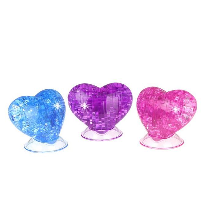 3D Crystal Love Heart Puzzle Jigsaw Model Blocks Gadget-Blue
