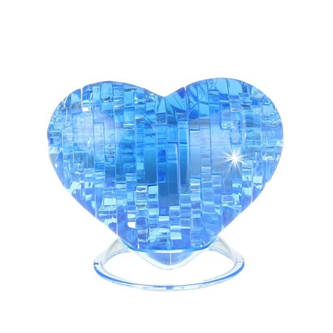 3D Crystal Love Heart Puzzle Jigsaw Model Blocks Gadget-Blue