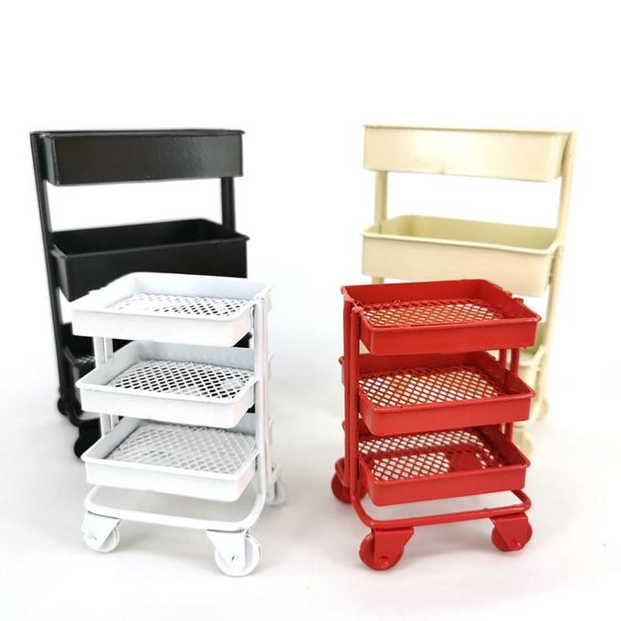 Iron 3 Tier Trolley Storage Rack DIY Doll House-Black