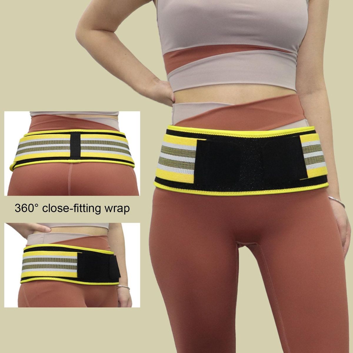 Double Waistband Compression Brace for Sciatica Sciatica Lower Back Yellow