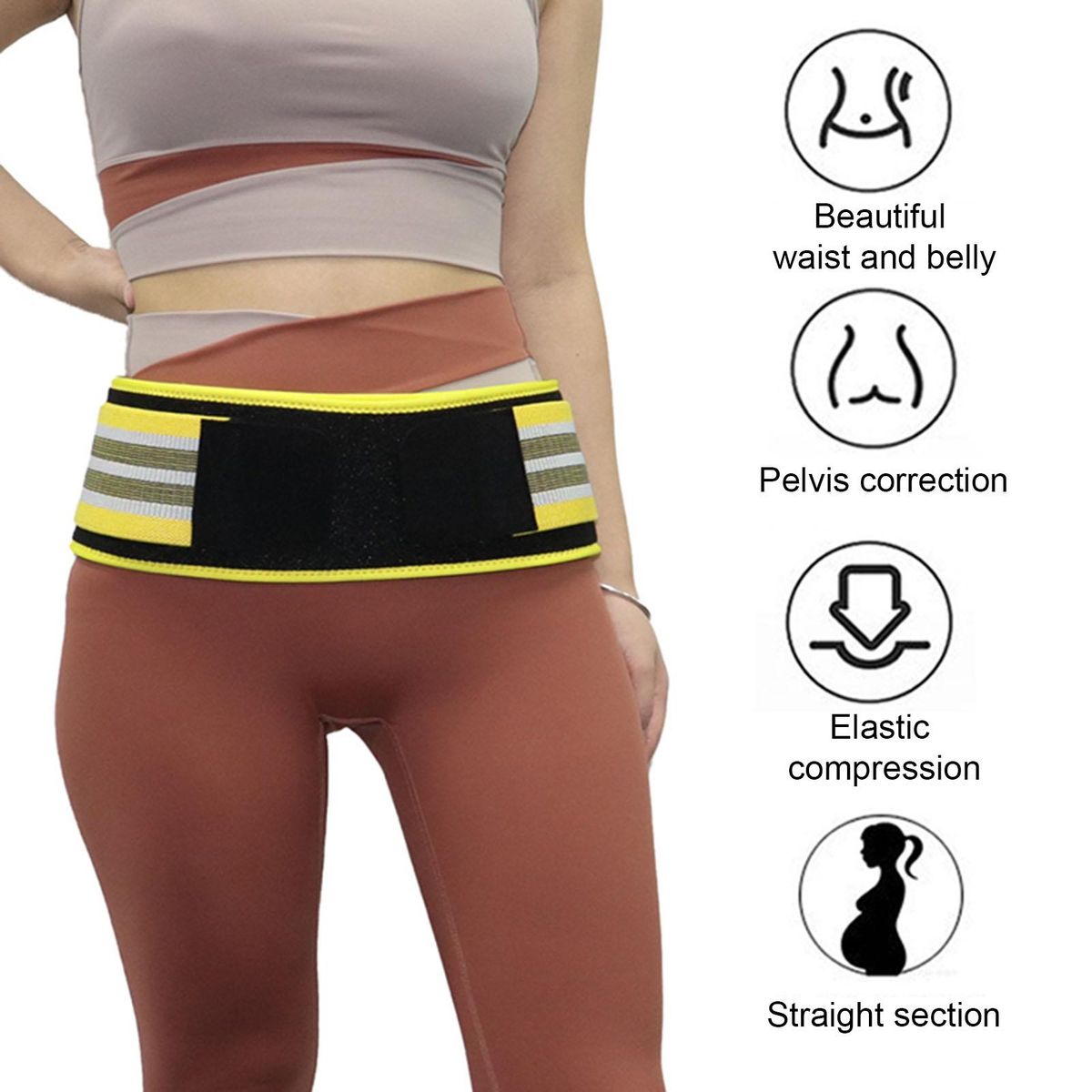 Double Waistband Compression Brace for Sciatica Sciatica Lower Back Yellow