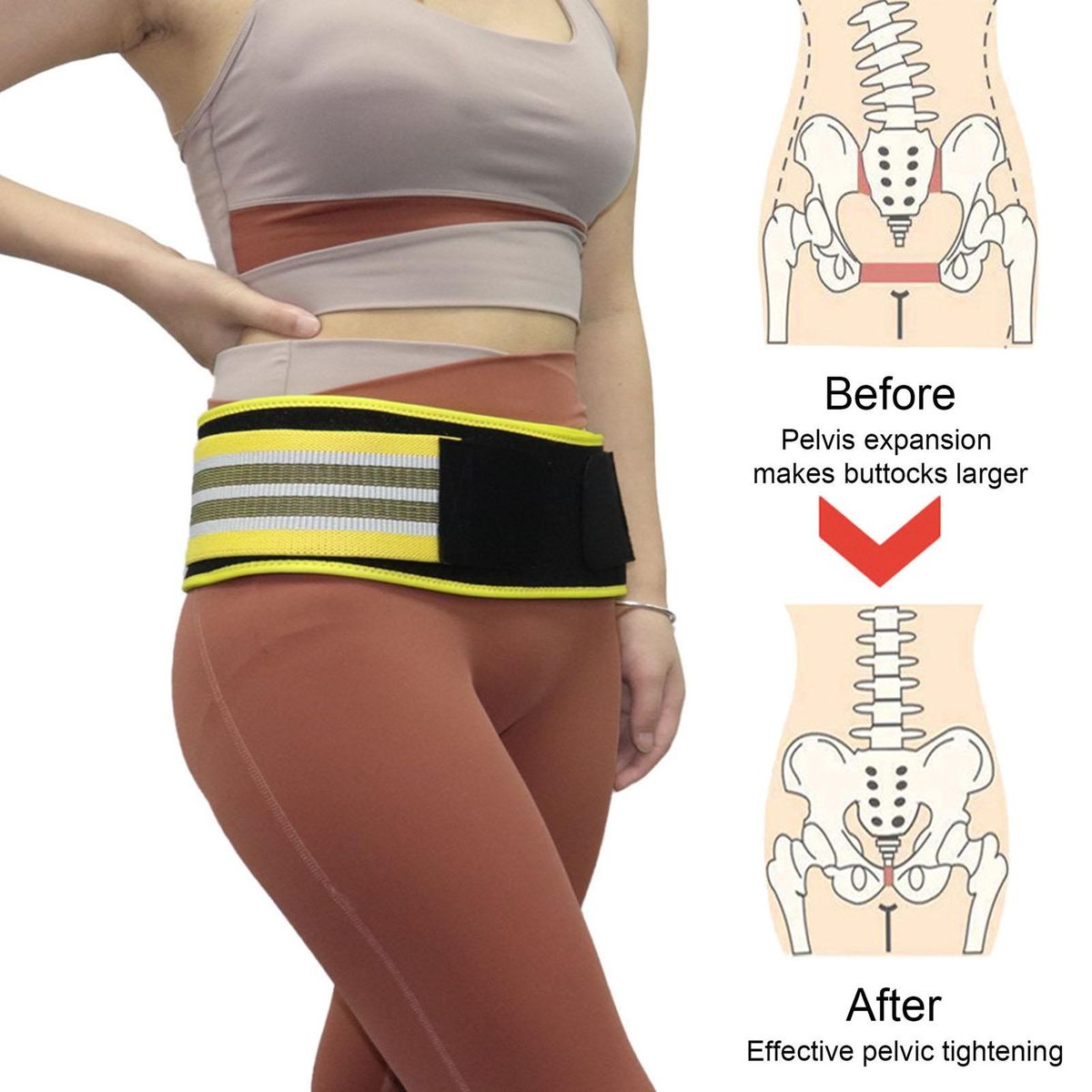 Double Waistband Compression Brace for Sciatica Sciatica Lower Back Yellow