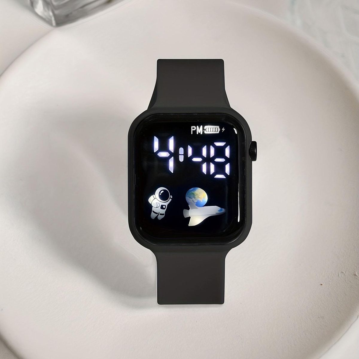 Shockproof Watch Square Led Digital Watch Stylish Sporty for Students Black
