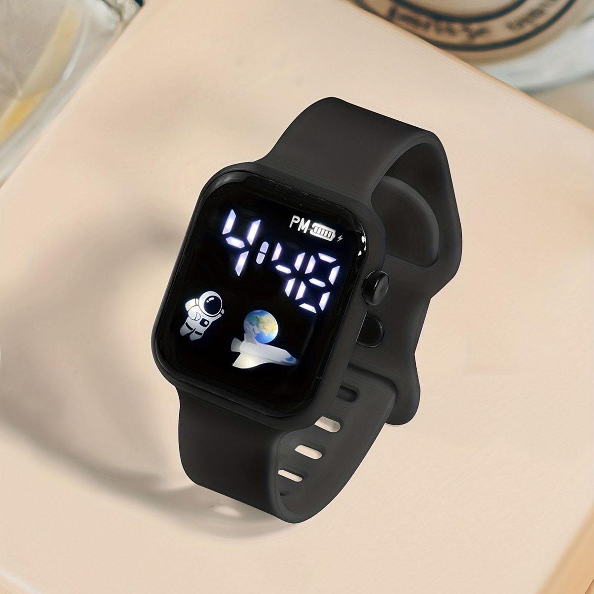 Shockproof Watch Square Led Digital Watch Stylish Sporty for Students Black