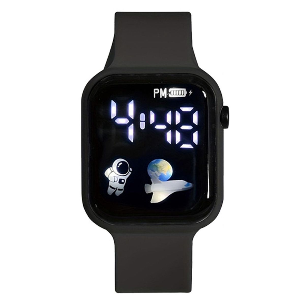 Shockproof Watch Square Led Digital Watch Stylish Sporty for Students Black