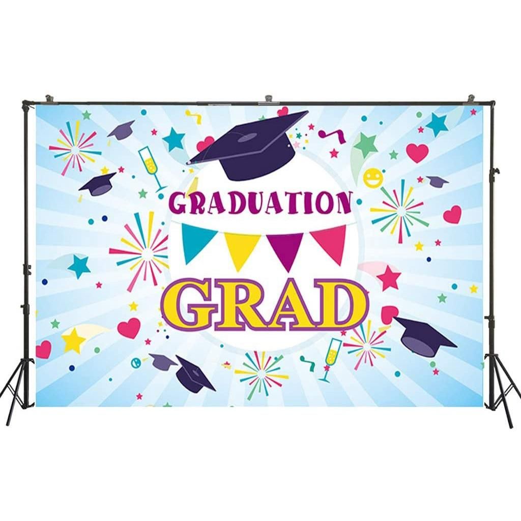 Graduation Party Backdrop Banner Extra Large 71x43.3 Inch
