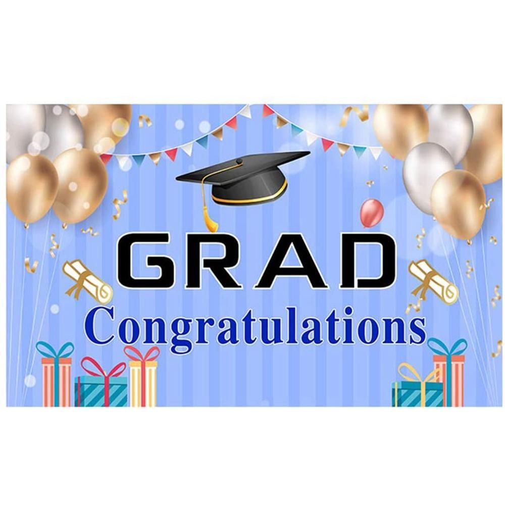 Graduation Party Backdrop Banner Extra Large 71x43.3 Inch