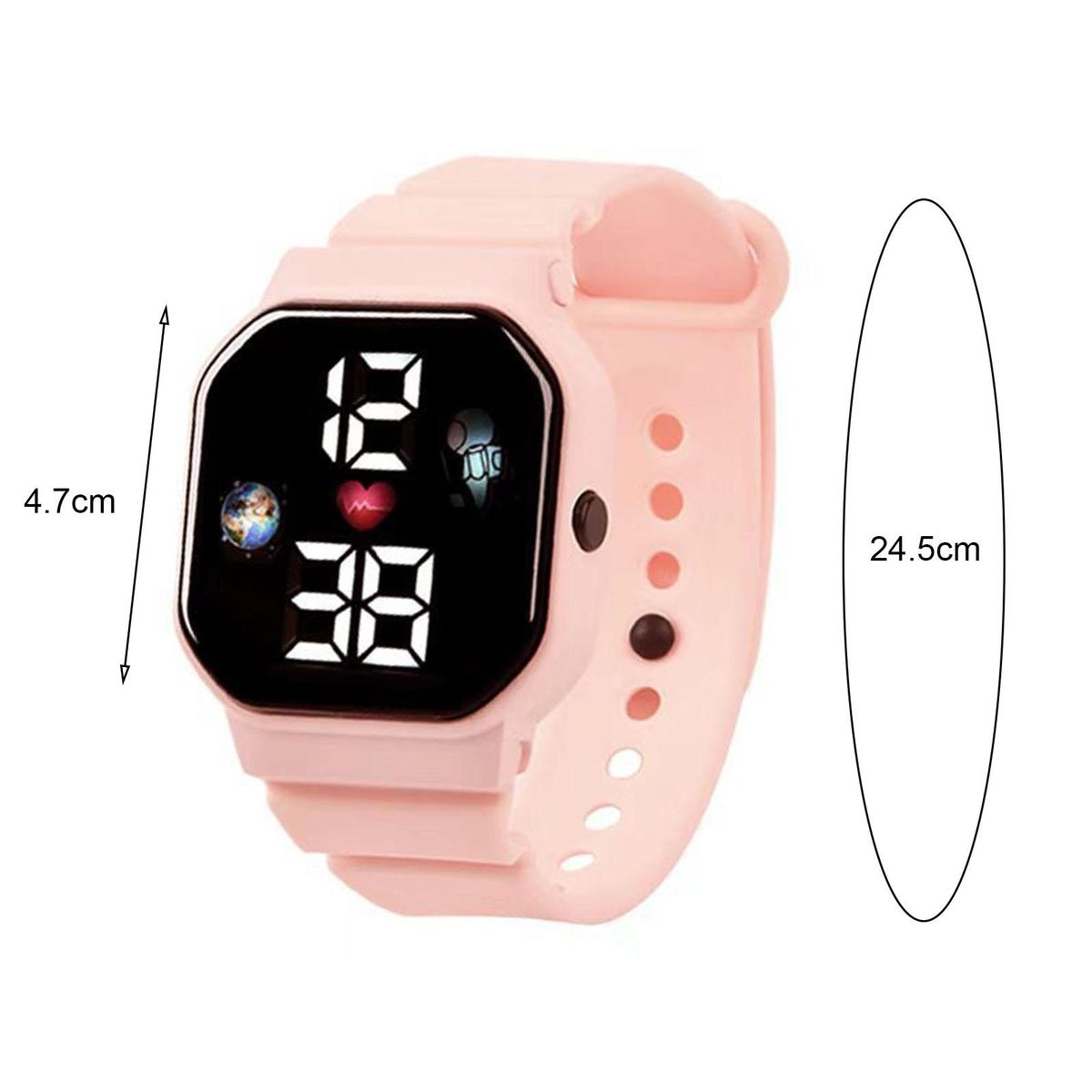 Stylish Led Sports Watch Waterproof Accurate Time Font for Students Black