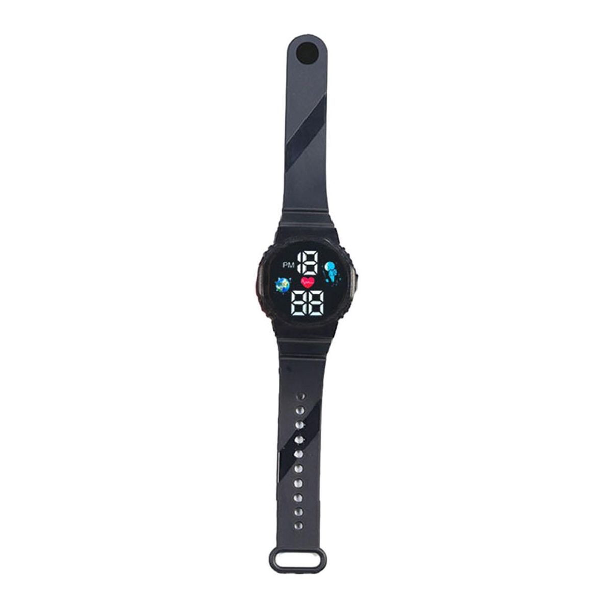 Stylish Led Sports Watch Waterproof Accurate Time Font for Students Black