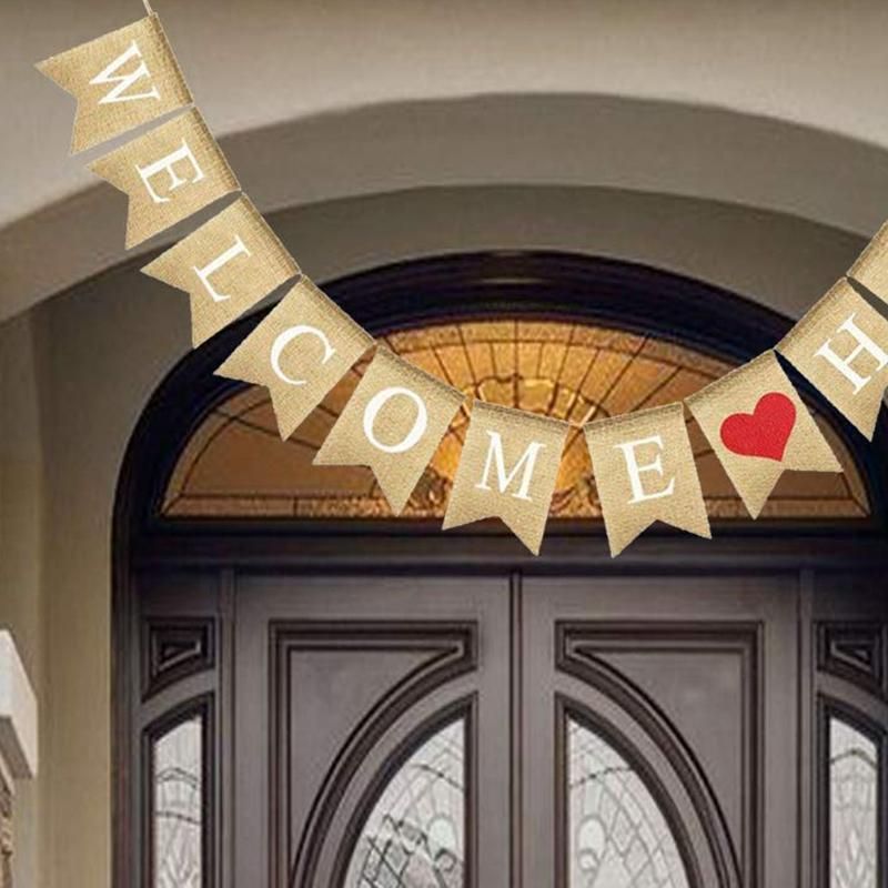Welcome Home Banner Burlap Sign Party Buntings