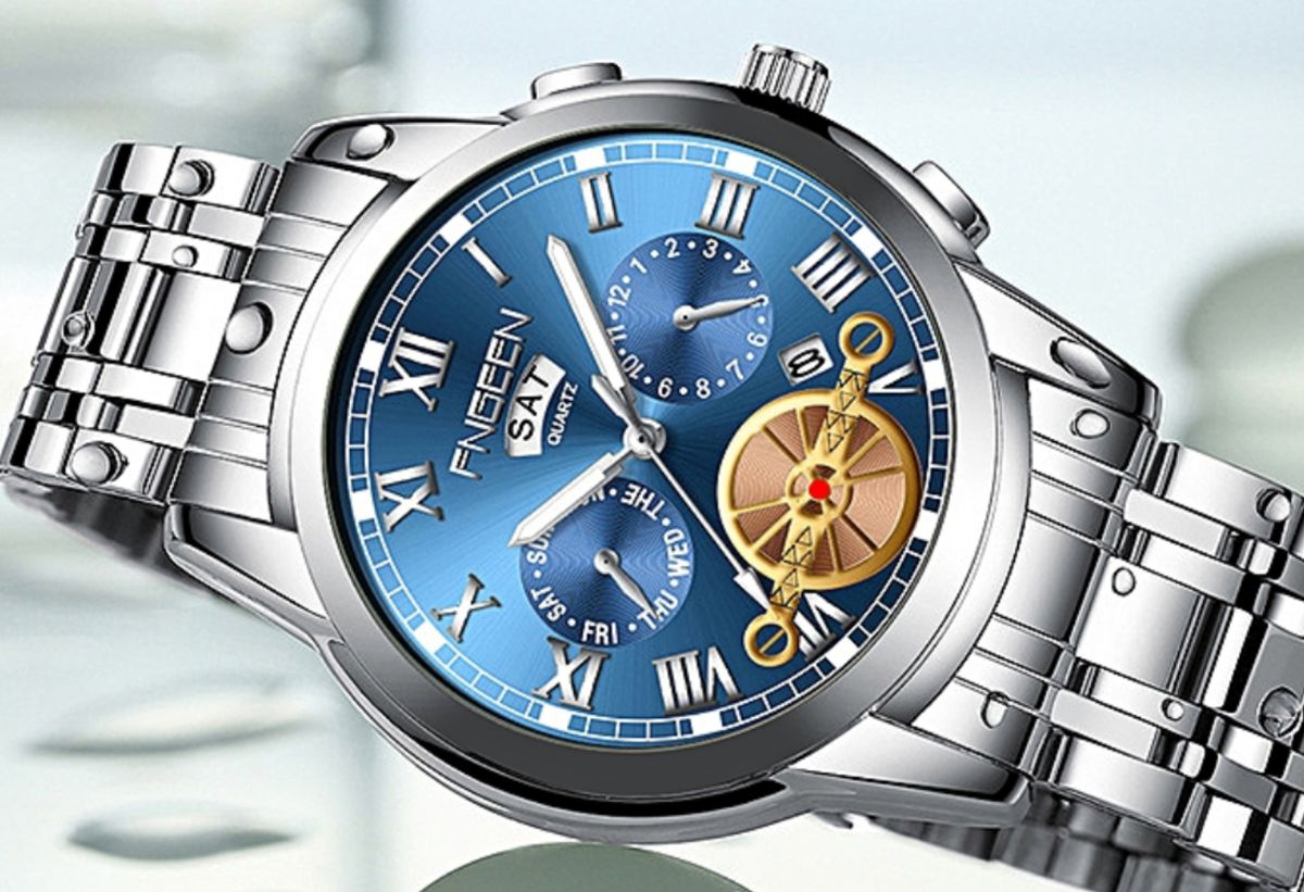 Male Luxury Waterproof Calendar Steel Silver Watch