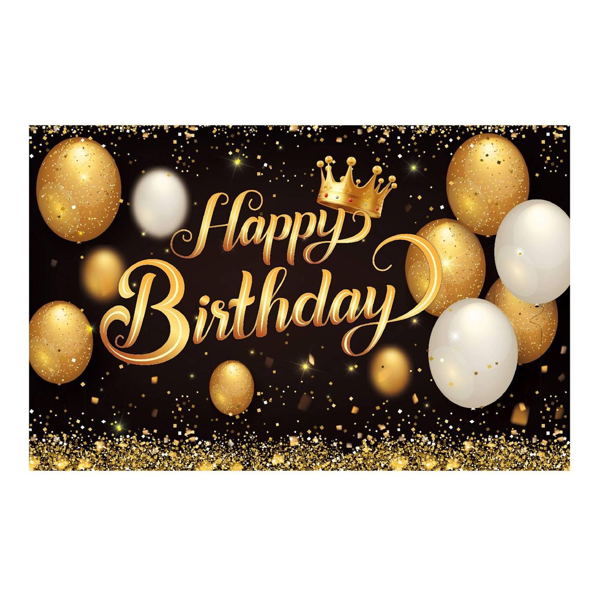 Happy Birthday Banner Decorations Large Birthday Black Gold