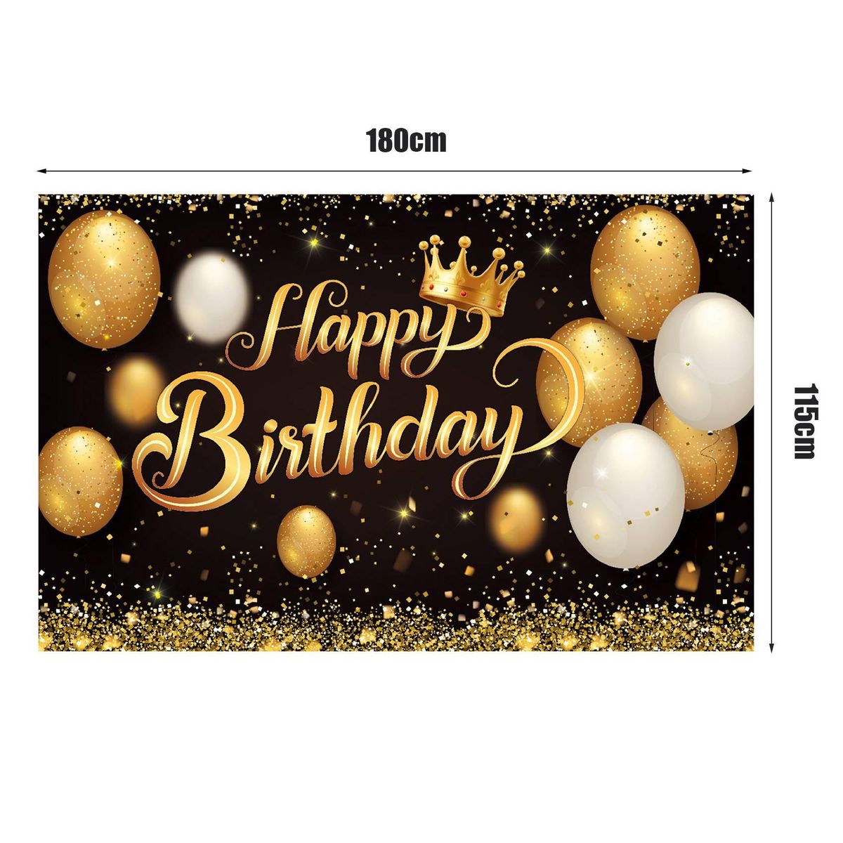 Happy Birthday Banner Decorations Large Birthday Black Gold