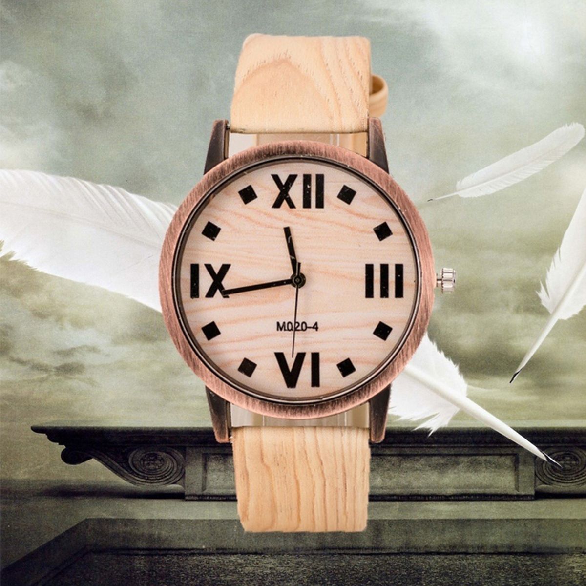 Men Fashion Business Roman Numerals Sports Clock Faux Leather Quartz Wrist Watch-Silver + White