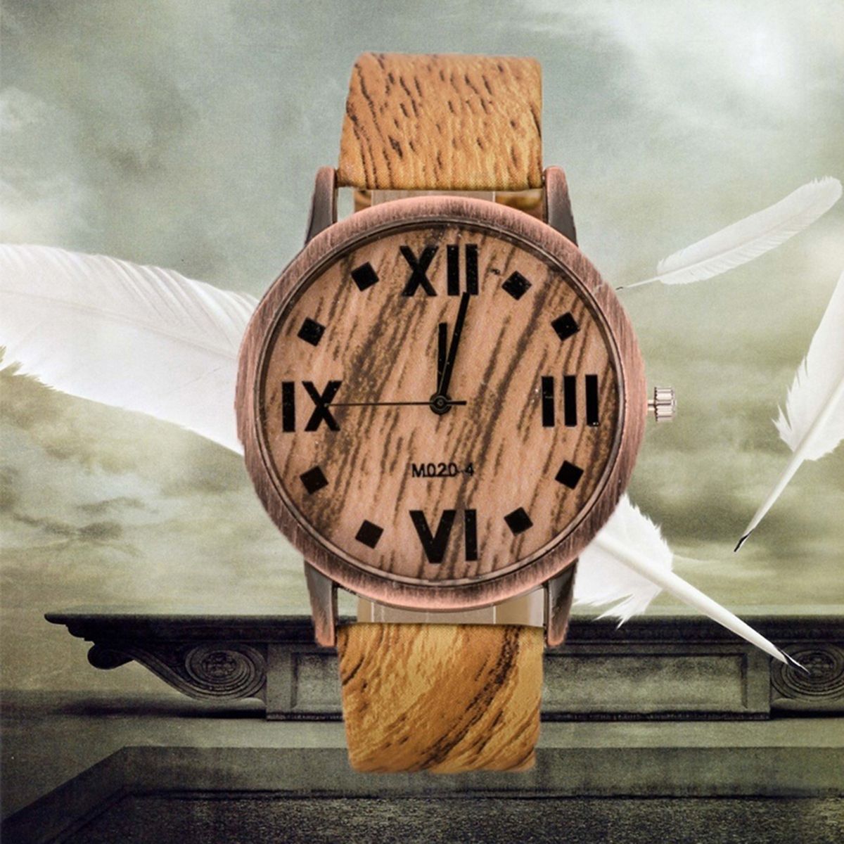 Men Fashion Business Roman Numerals Sports Clock Faux Leather Quartz Wrist Watch-Silver + White