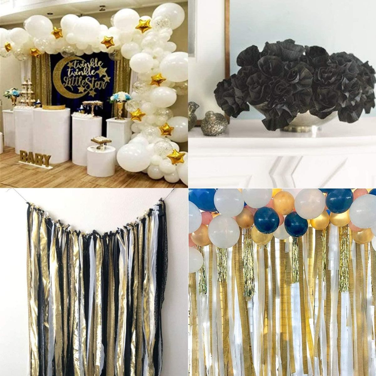 Crepe Paper Streamers12 Pcs Gold Streamers, Silver and